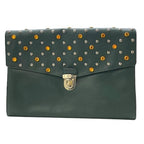 Prada Vr074 C Clutch Bag Second Pochette Studded Triangle Logo