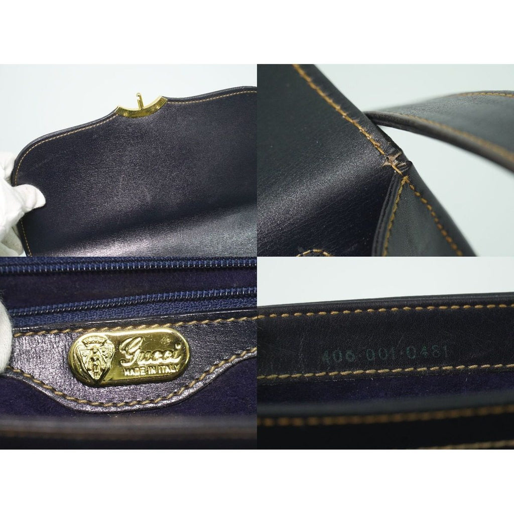 Gucci Interlocking Vintage Shoulder Bag Pochette Leather Navy — view 9