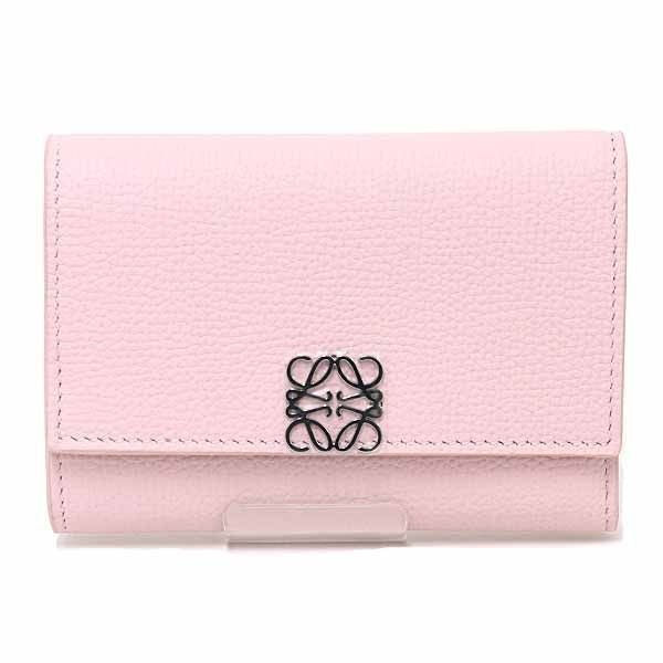 Loewe Anagram Vertical Wallet Small Trifold Pebble Grain Blossom