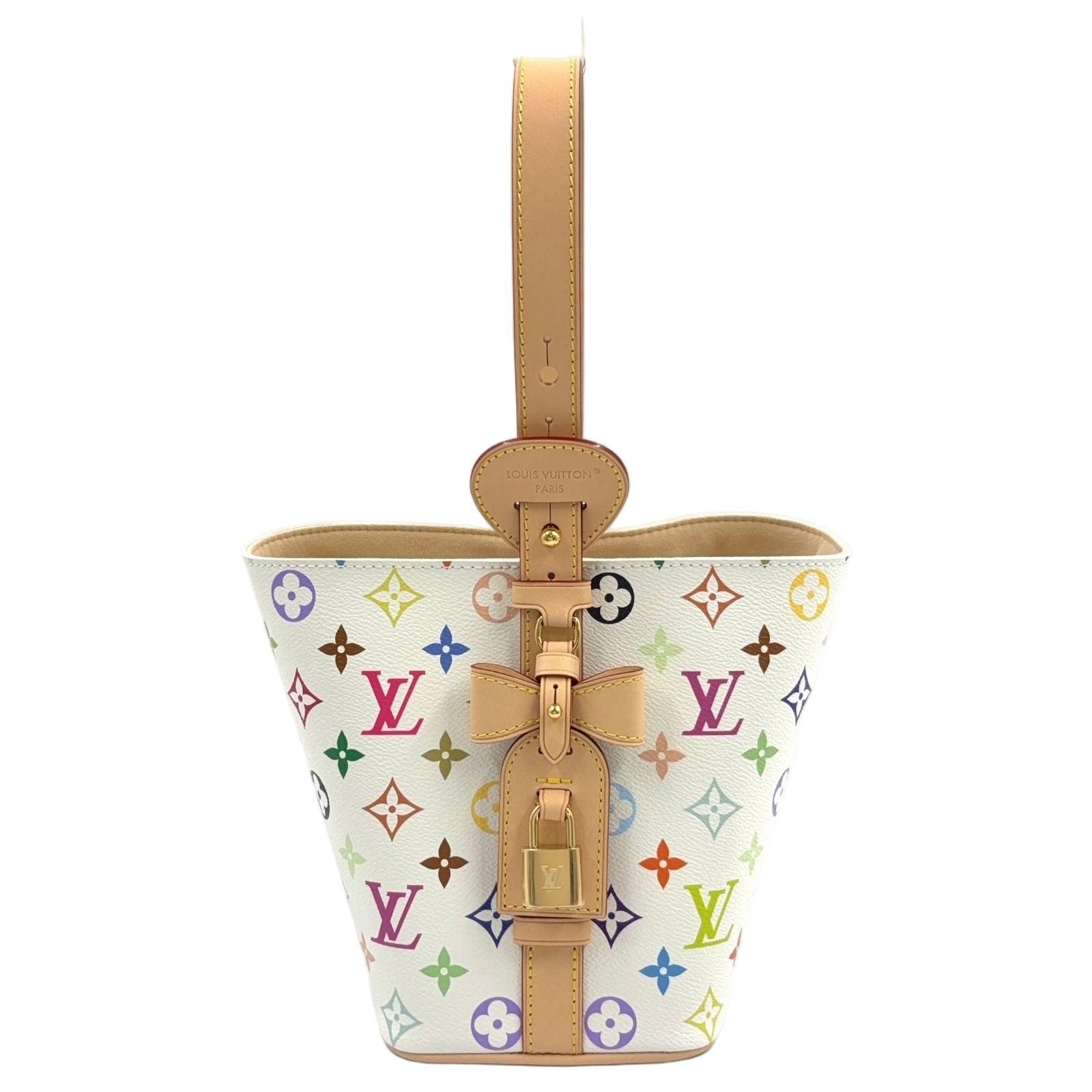 Louis Vuitton LV TM All in BB Shoulder Bag Leather White Multicolor Light Beige