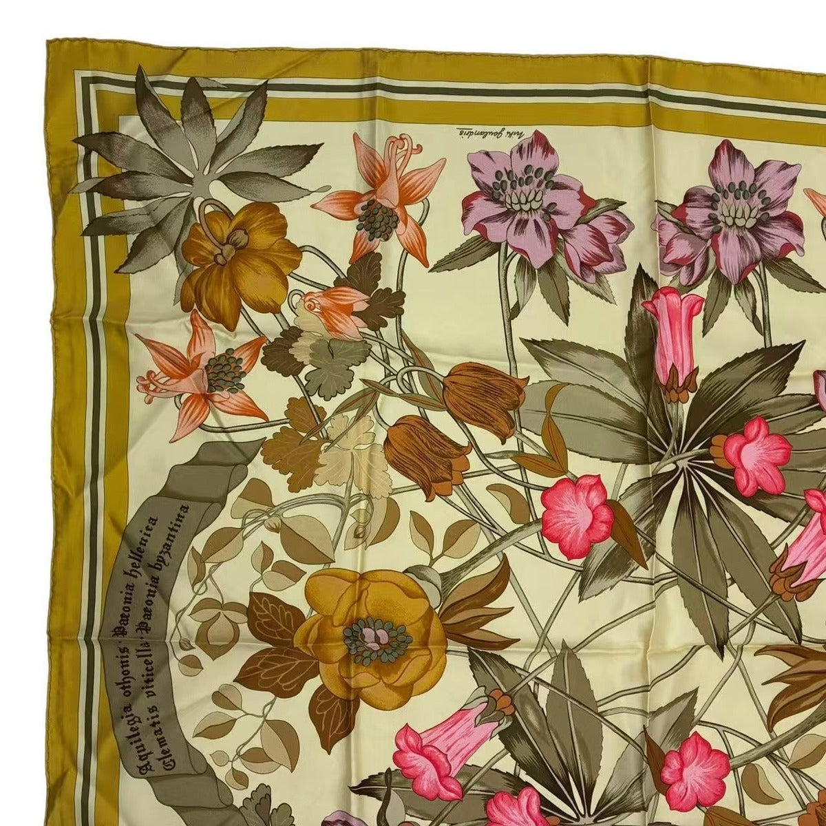 Hermes Scarf Carre 90 Silk Fleurs D'hellade Hellas Flower Yellow — view 2