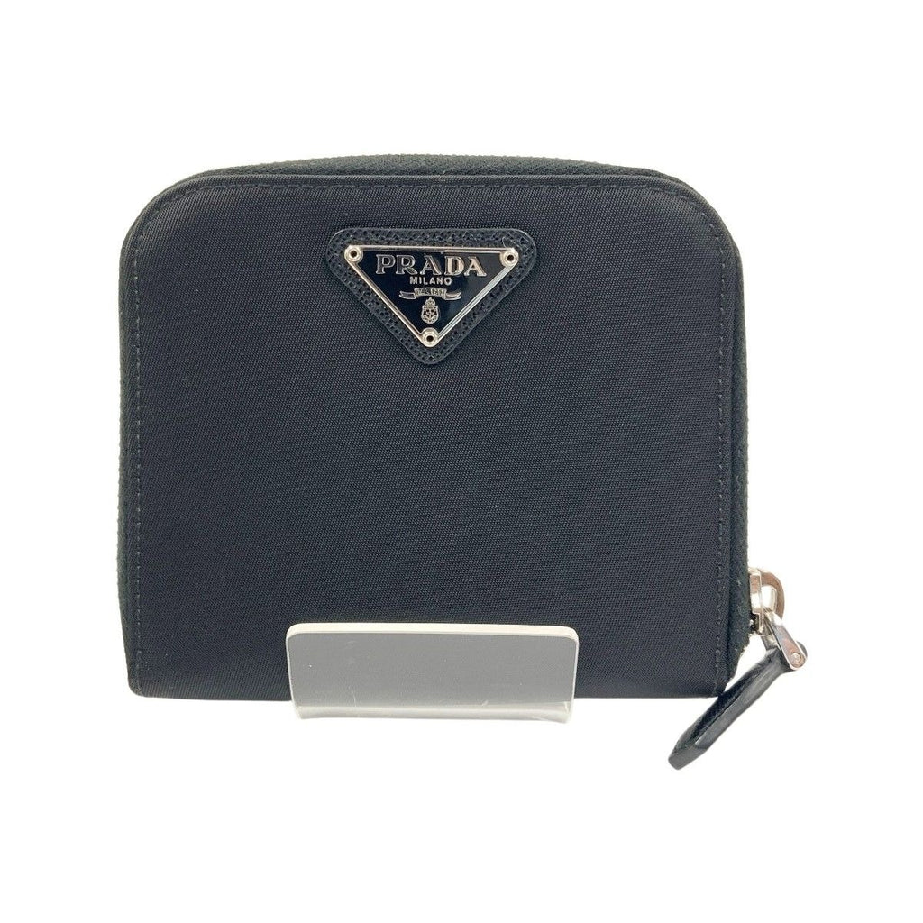 Prada Tessuto Nylon Zip Around Compact Wallet Black