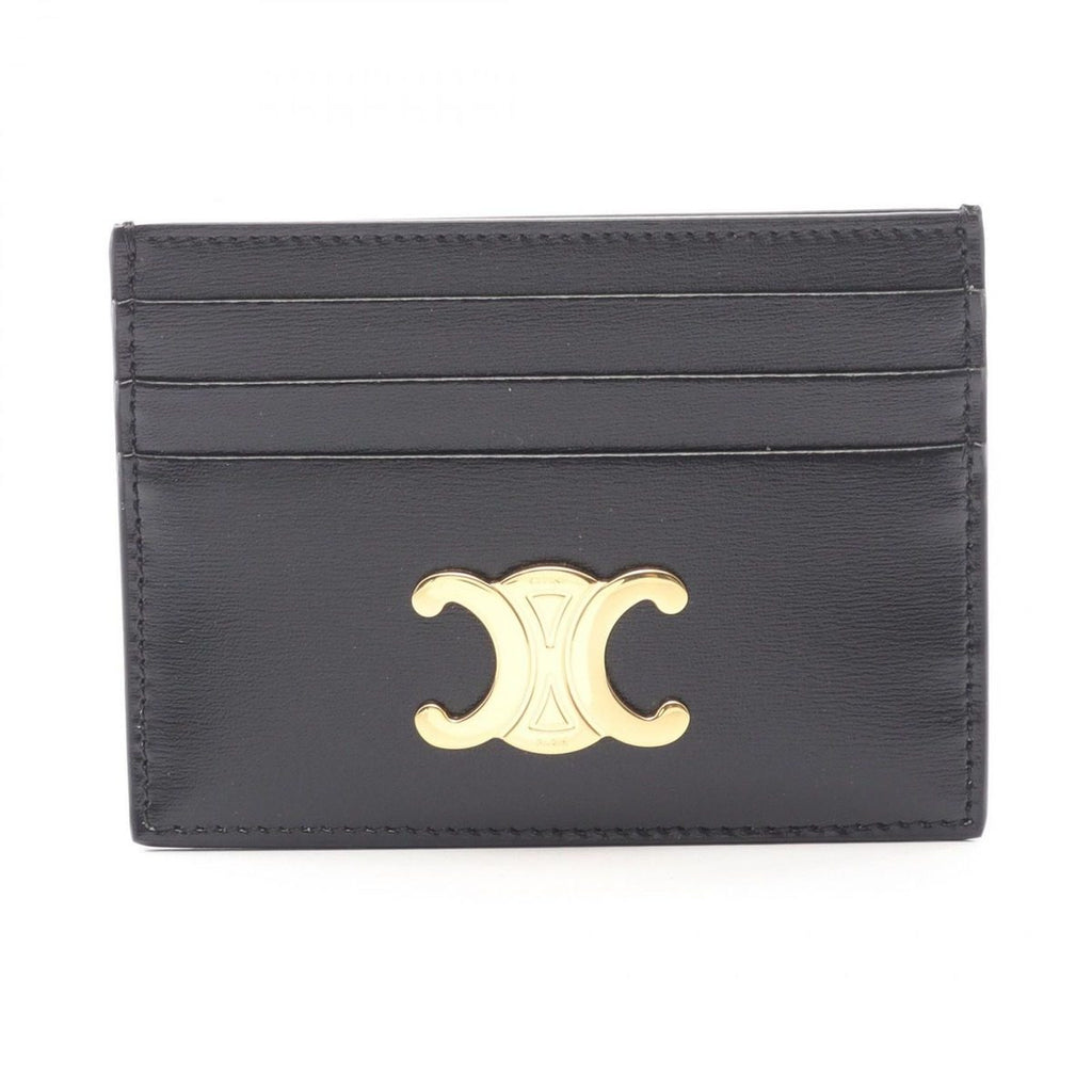 Celine Card Case Triomphe Black Leather