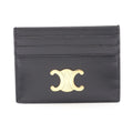 Celine Card Case Triomphe Black Leather