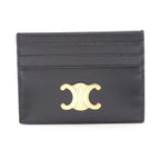 Celine Card Case Triomphe Black Leather