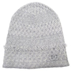 Chanel 16 B Cashmere Coco Mark Fringe Design Lame Thread Beanie Knit Cap