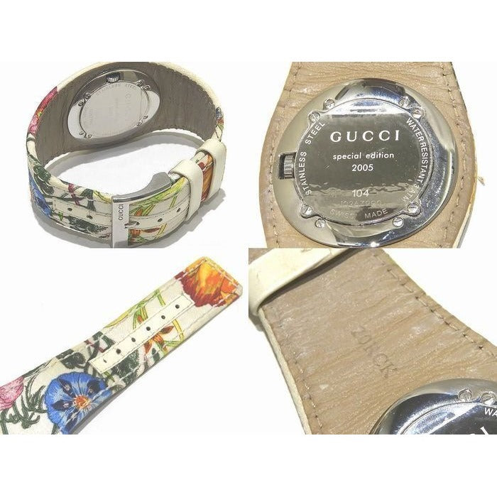 Gucci 104 Quartz Watch Limited Flora Satin Flower Silver SS — view 2