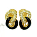 Christian Dior GP Rhinestone Earrings Gold Black