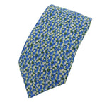 Hermes 5089 PA 100% Silk All-over Logo Print Tie Blue Green Multi