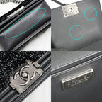 Chanel Chain Shoulder Bag Orirag Rabbit Fur Lamb Black — view 9