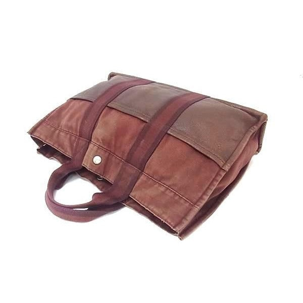 Hermes Fourre Tout MM Bordeaux Brown Cotton Leather Half — view 2