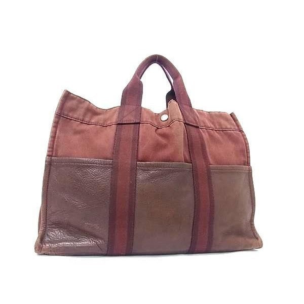 Hermes Fourre Tout MM Bordeaux Brown Cotton Leather Half