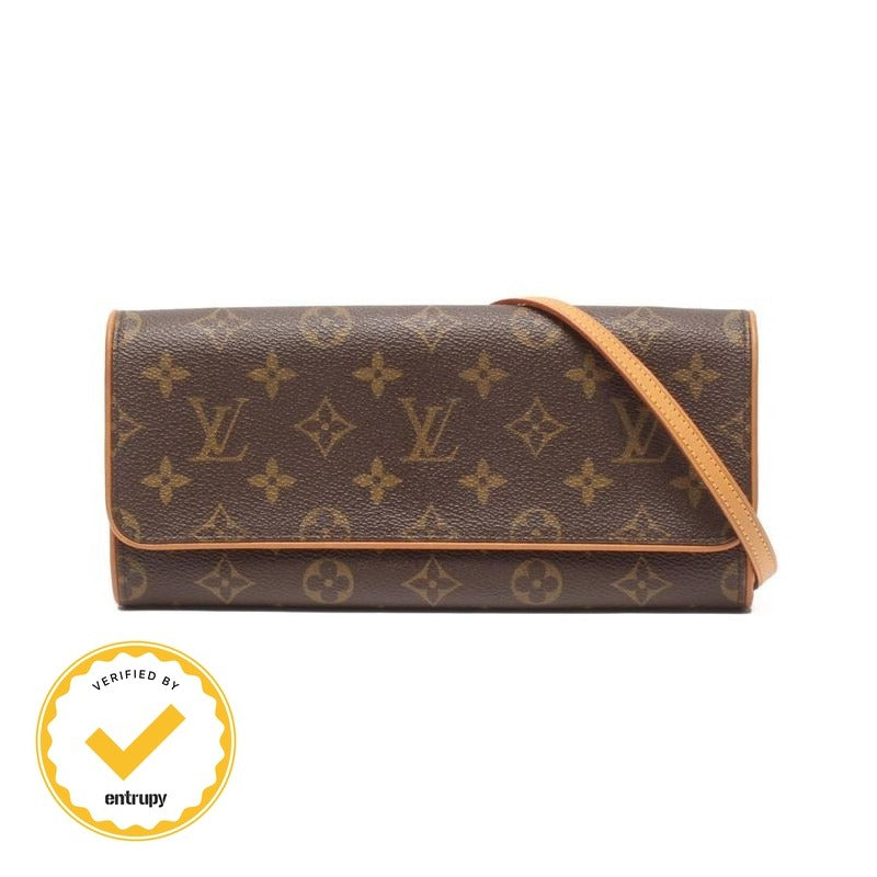 Louis Vuitton 2-Way Clutch Shoulder Bag Crossbody Pochette Twin GM Monogram