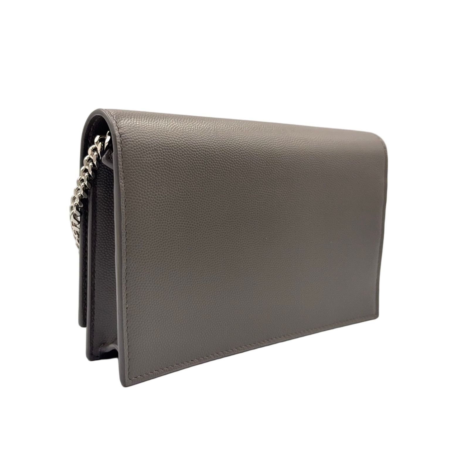 Saint Laurent Paris Kate Tassel Chain Wallet Shoulder Bag Leather Gray Silver — view 2