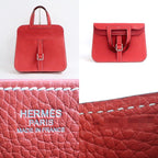 Hermes Halzan 31 Taurillon Clemence Rouge Tomato Vermillion Silver — view 8