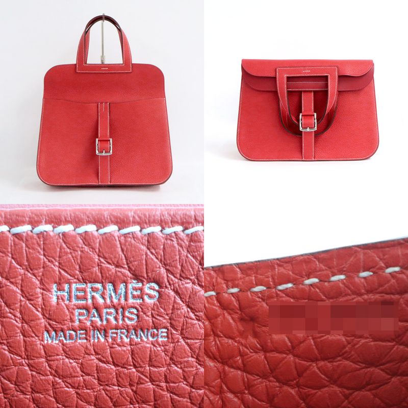 Hermes Halzan 31 Taurillon Clemence Rouge Tomato Vermillion Silver — view 8