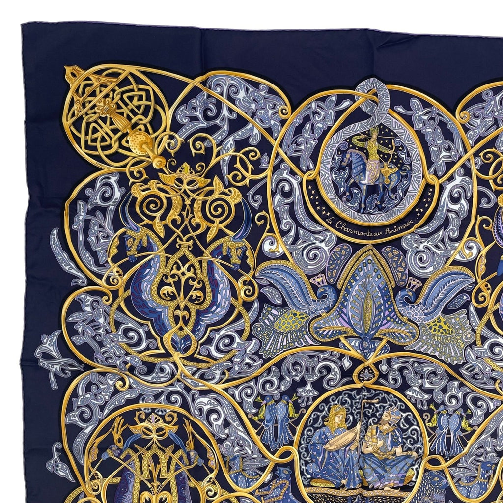 Hermes Scarf Silk Carre 90 la Charmante Aux Animaux Animal Paradise Purple — view 2
