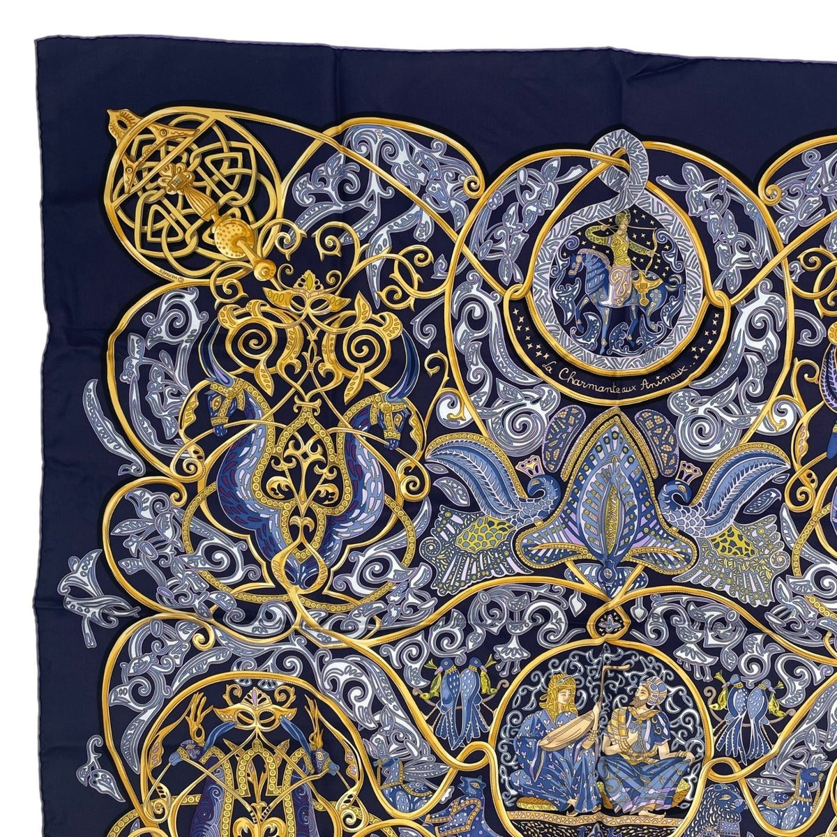Hermes Scarf Silk Carre 90 la Charmante Aux Animaux Animal Paradise Purple — view 2
