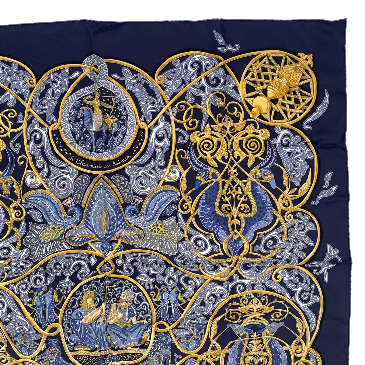 Hermes Scarf Silk Carre 90 la Charmante Aux Animaux Animal Paradise Purple — view 3
