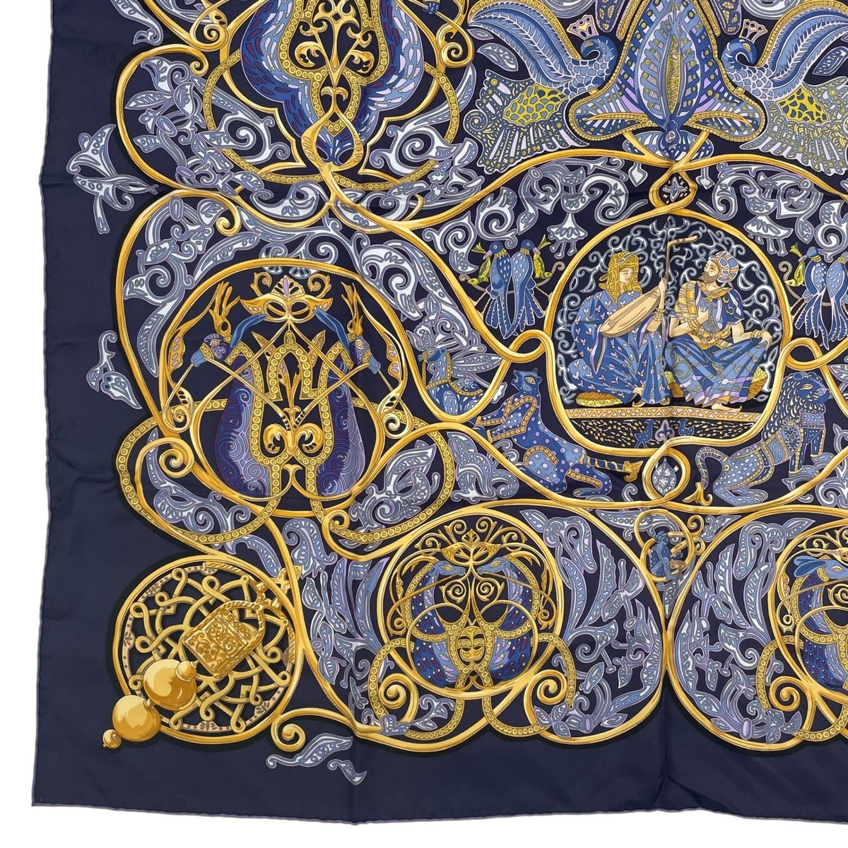 Hermes Scarf Silk Carre 90 la Charmante Aux Animaux Animal Paradise Purple — view 4