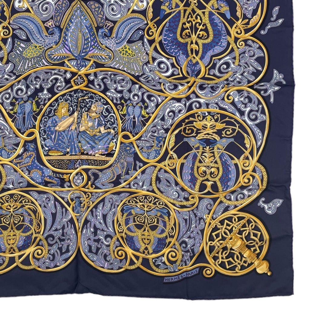 Hermes Scarf Silk Carre 90 la Charmante Aux Animaux Animal Paradise Purple — view 5