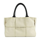 Bottega Veneta Arco Medium Tote Bag Intrecciato Beige White Canvas