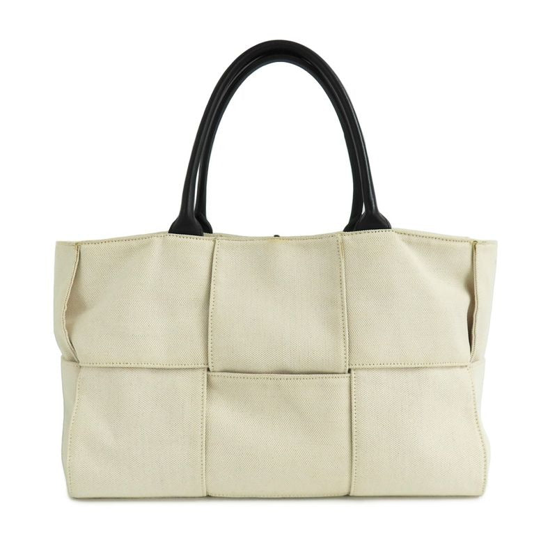 Bottega Veneta Arco Medium Tote Bag Intrecciato Beige White Canvas