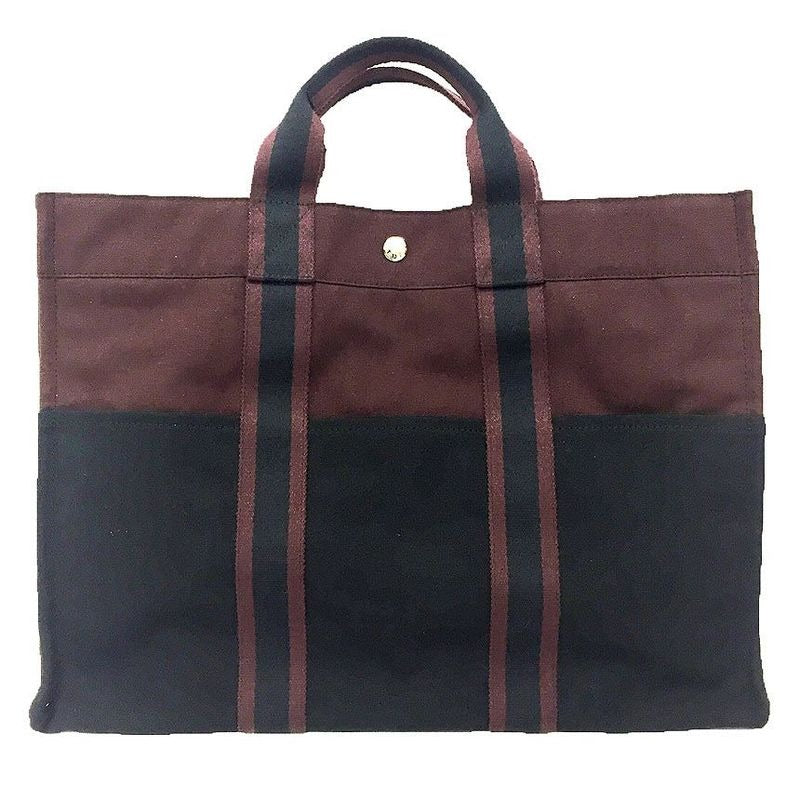Hermes Tote Bag Fourre Tout MM Bordeaux and Black