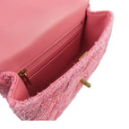 Chanel Chain Shoulder Bag Pink Gold Tweed Quilted Mini Flap — view 4