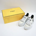 Fendi Flow Cut Sneakers Synthetic Fiber Leather White Black 36 X