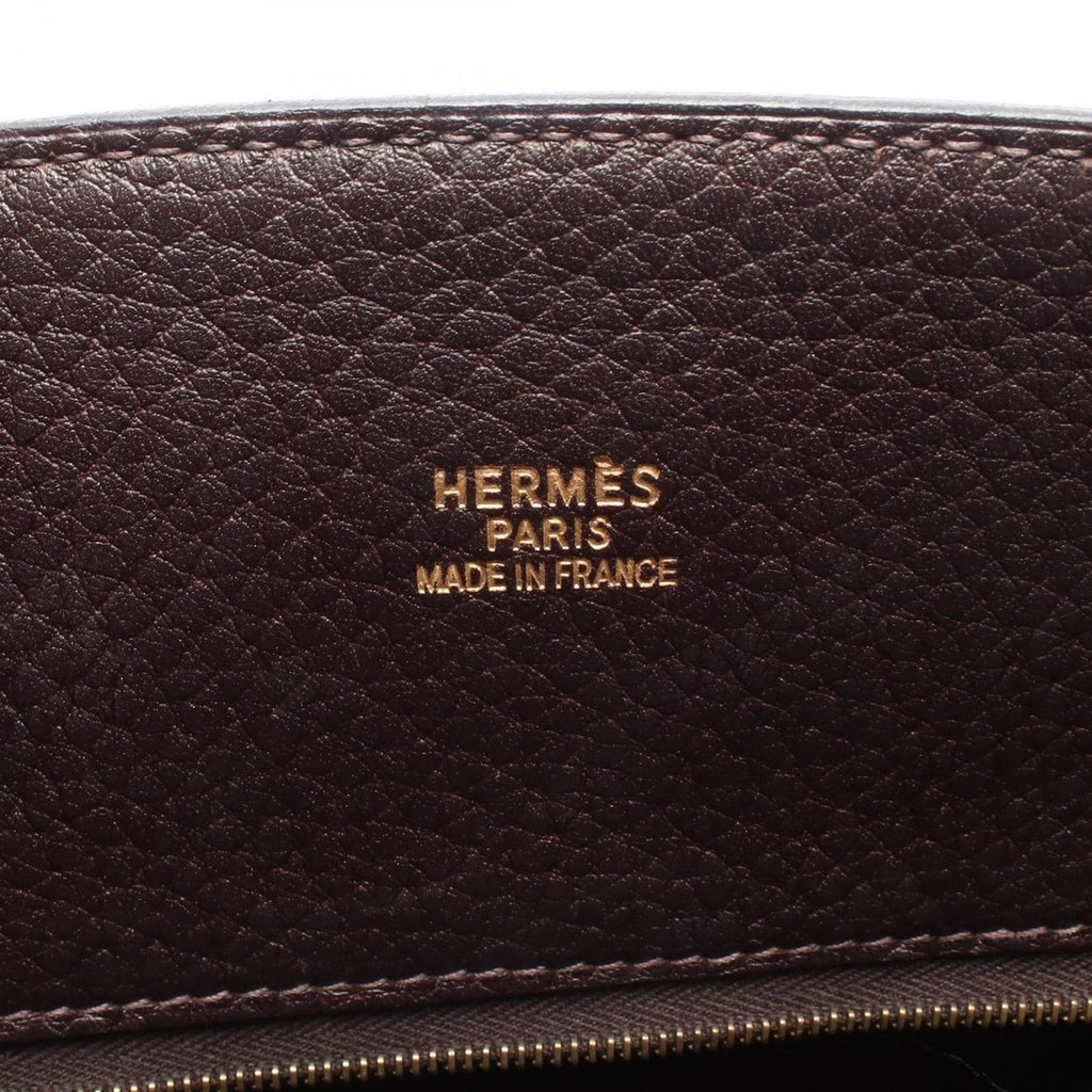 Hermes Tote White Bath Up Ebene Leather Brown — view 4