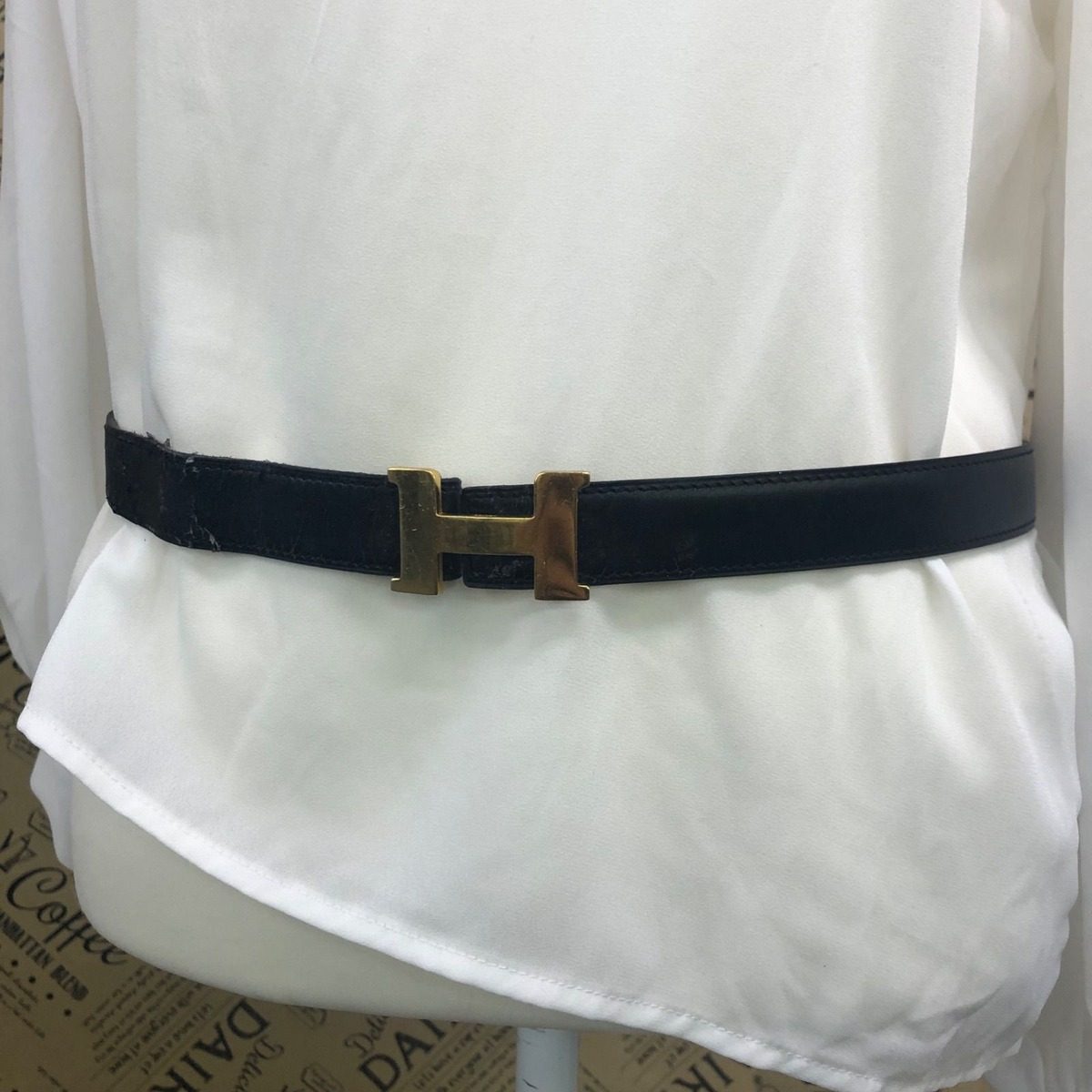 Hermes Belt Leather Black Gold Formal Suit — view 3
