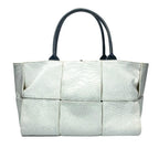 Bottega Veneta Arco Tote Handbag Intrecciato Canvas Leather White Black — view 2