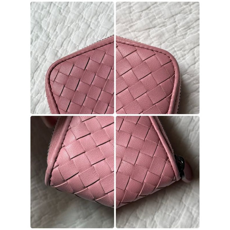 Bottega Veneta Intrecciato Round Zipper Long Wallet Leather Pink — view 3