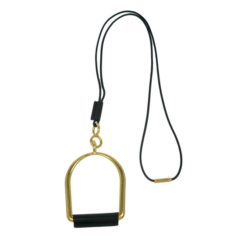 Hermes Esquettle Etrier GM Necklace Pendant Black Gold Hardware — view 5