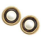 Chanel Gold Black Plated Faux Pearl