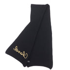 Chanel Cashmere Writing Logo Embroidery Sequin Knit Scarf Shawl Black — view 2
