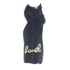 Chanel Cashmere Writing Logo Embroidery Sequin Knit Scarf Shawl Black — view 3