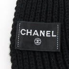Chanel Cashmere Writing Logo Embroidery Sequin Knit Scarf Shawl Black — view 5