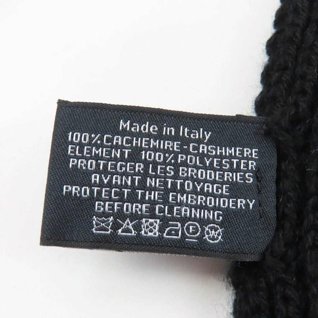 Chanel Cashmere Writing Logo Embroidery Sequin Knit Scarf Shawl Black — view 6