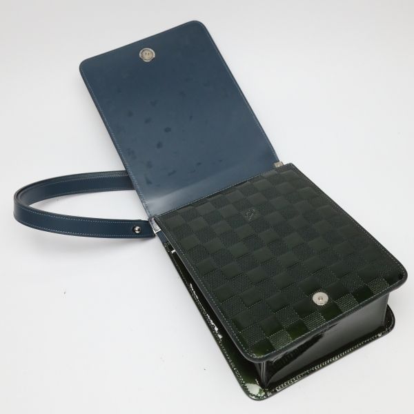 Louis Vuitton Damier Vernis Club Handbag Petrol Blue Shoulder Bag — view 6