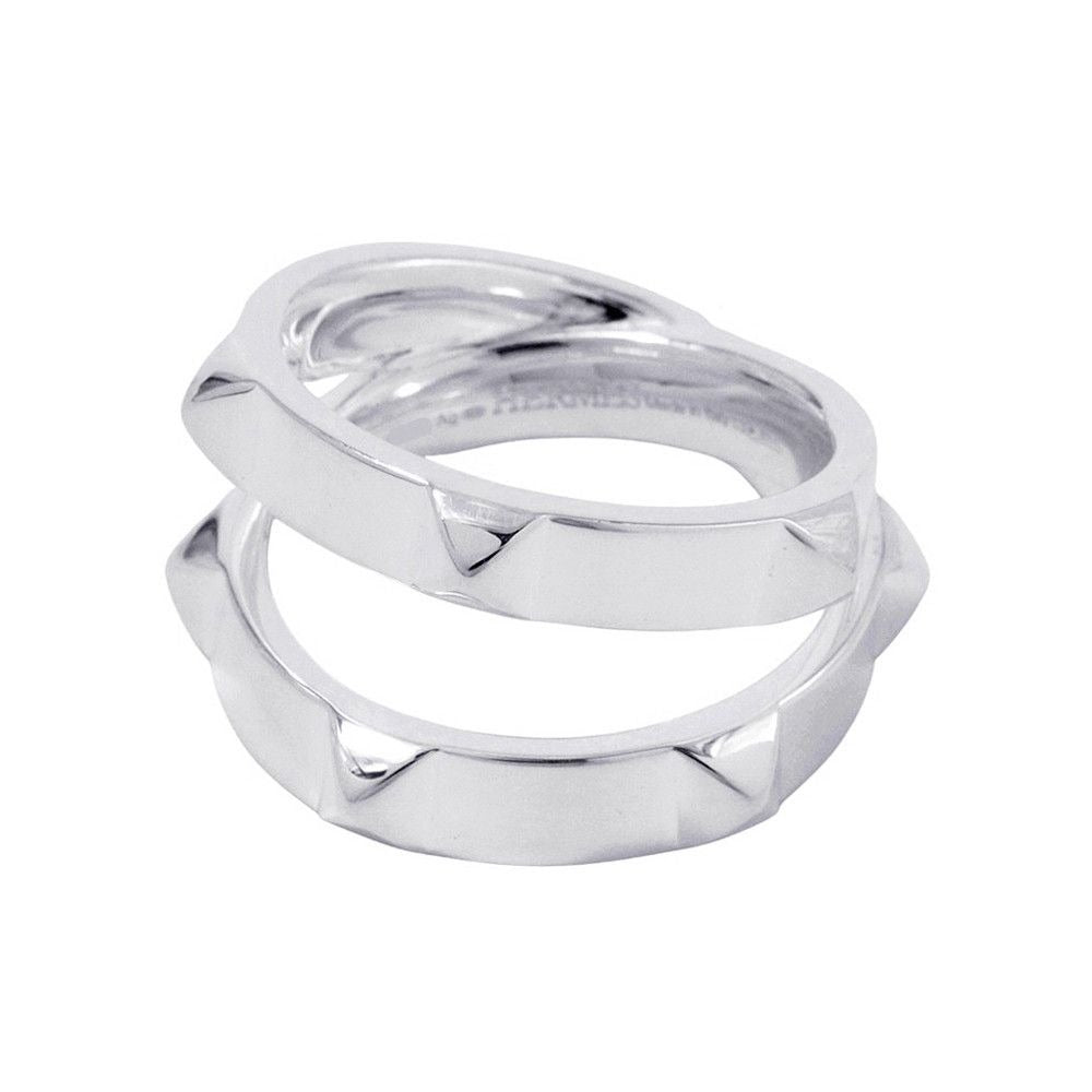 Hermes Ring Cl De-h Double Round Silver 53