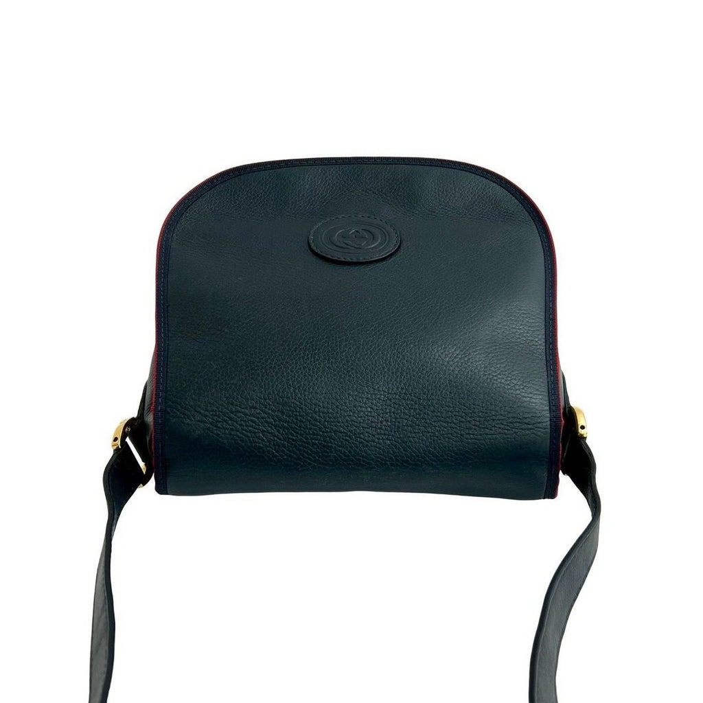 Gucci Vintage GG Logo Leather Shoulder Bag Pochette Crossbody Navy Red — view 4