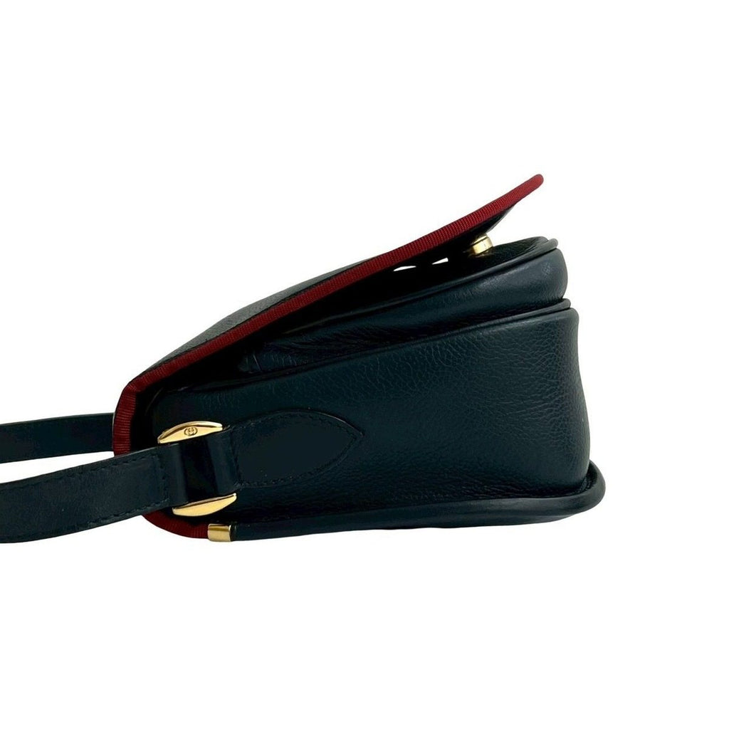 Gucci Vintage GG Logo Leather Shoulder Bag Pochette Crossbody Navy Red — view 5