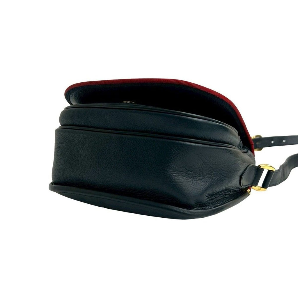 Gucci Vintage GG Logo Leather Shoulder Bag Pochette Crossbody Navy Red — view 8