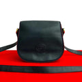 Gucci Vintage GG Logo Leather Shoulder Bag Pochette Crossbody Navy Red