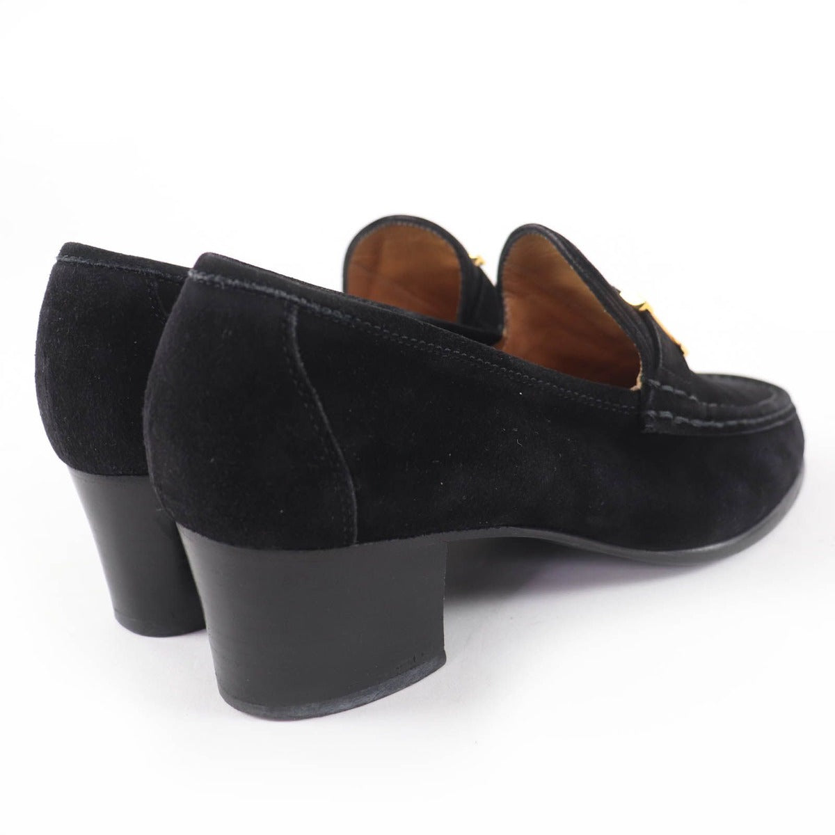 Hermes Vintage Constance Gold Hhardware Suede Leather Loafer Black 37 — view 2
