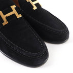 Hermes Vintage Constance Gold Hhardware Suede Leather Loafer Black 37 — view 7
