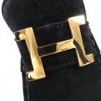 Hermes Vintage Constance Gold Hhardware Suede Leather Loafer Black 37 — view 8