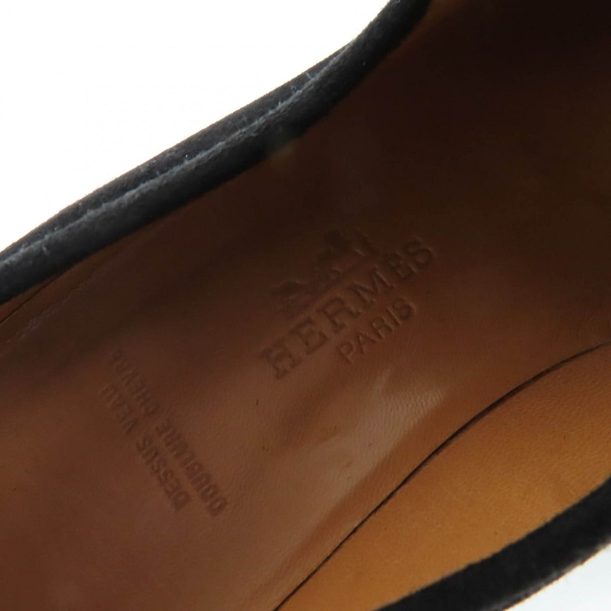 Hermes Vintage Constance Gold Hhardware Suede Leather Loafer Black 37 — view 9
